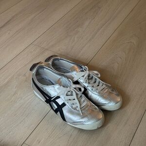 Onitsuka Tiger by Asics Silver and Black Athletic Shoes